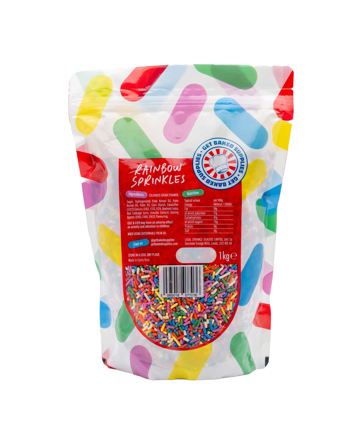 Rainbow Sprinkles: 1kg Pouch